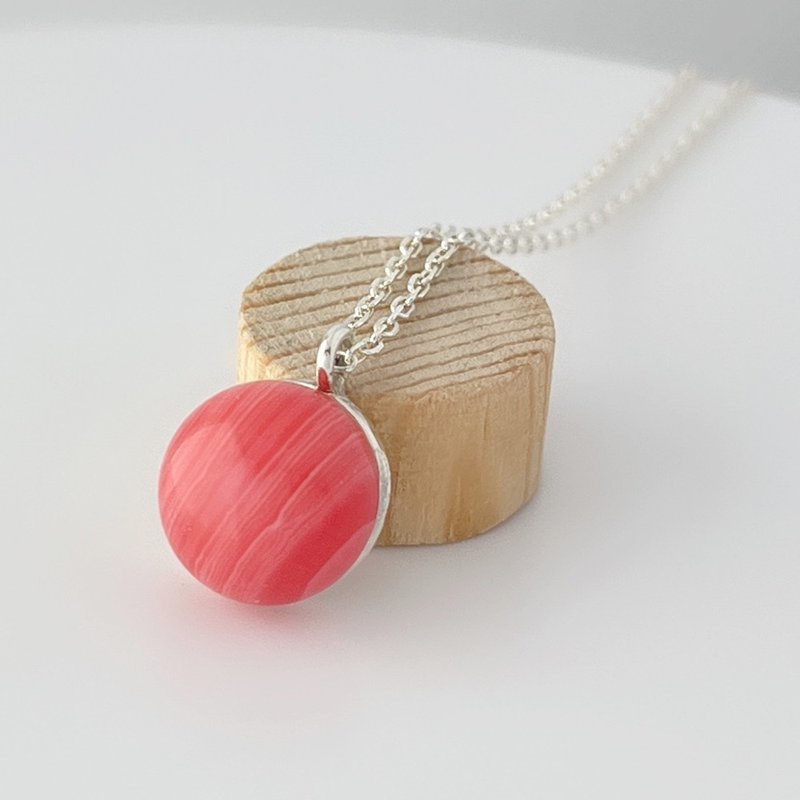 Pendant in 925 Sterling Silver with Rhodochrosite Stone - 項鍊 - 寶石 紅色