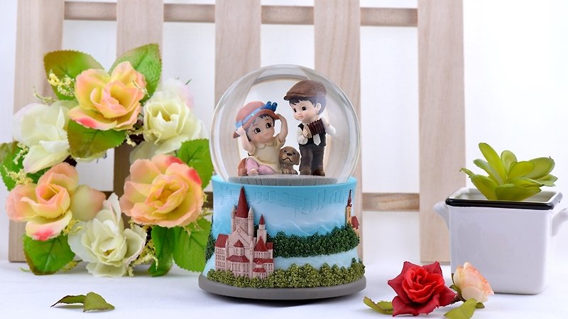 メロディーウィーン旅行クリスタルボールオルゴールバレンタイン結婚誕生日プレゼントの家の装飾を愛し - 置物 - ガラス 