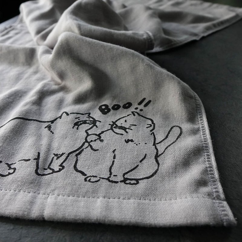 BOO cat good absorbent gauze cotton towel - Towels - Cotton & Hemp Gray