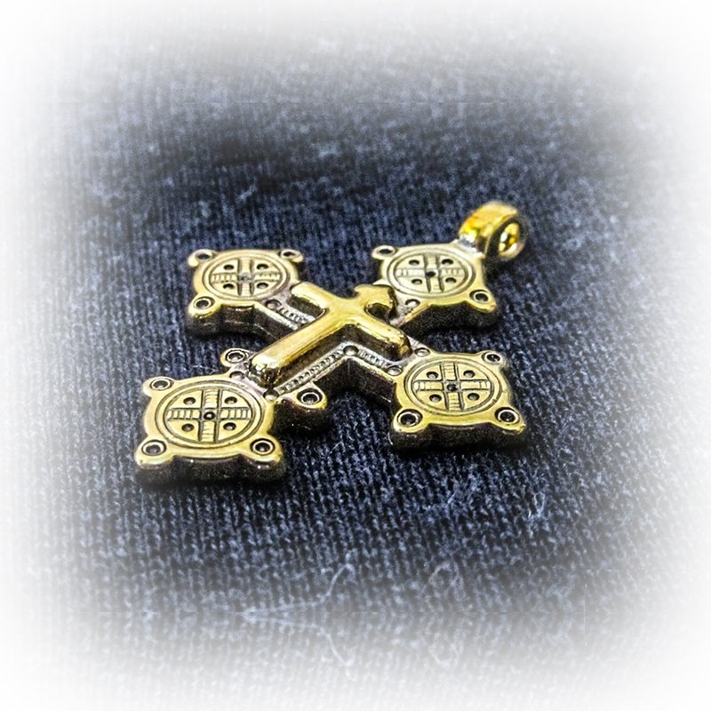 Brass cross necklace charm,ukraine brass cross necklace pendant,christian cross - 吊飾/掛飾 - 銅/黃銅 金色