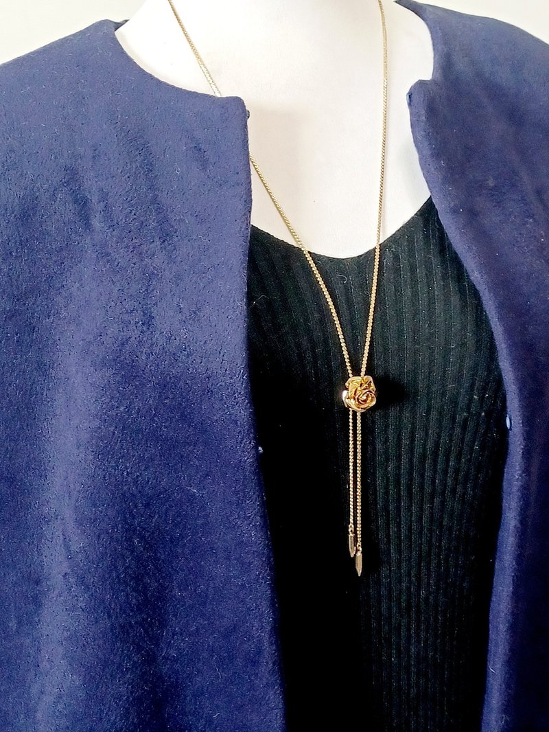 vintage jewelry 典雅金色玫瑰可調式領結  項鍊 - 項鍊 - 其他金屬 