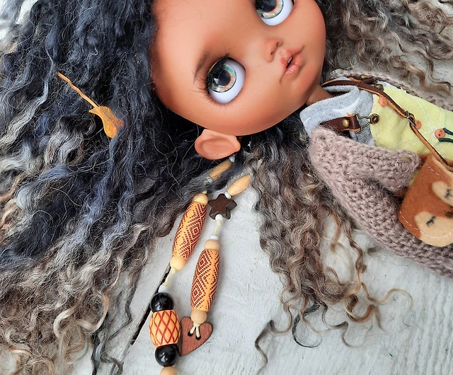 Custom blythe doll Natural hair Ethnic blythe doll Black skin doll