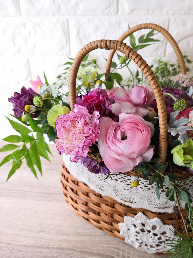 Lace Rattan Basket Flower Ceremony/ Self Pickup - Plants - Plants & Flowers 