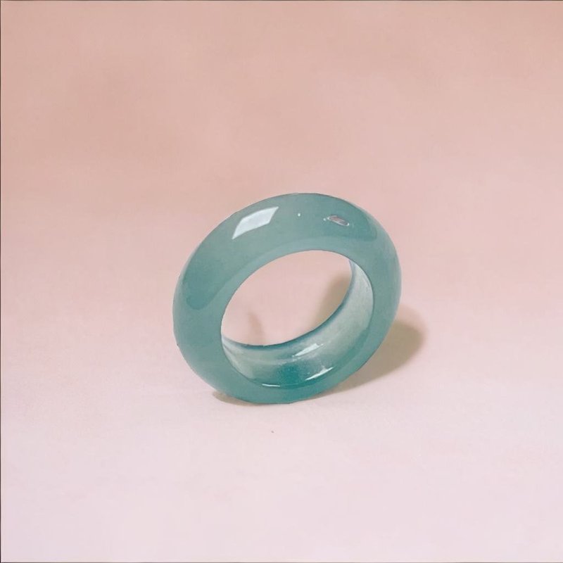 冰藍水翡翠戒指戒圈 | 內徑9.5mm | 天然翡翠A貨  | 送禮 - 戒指 - 玉石 藍色