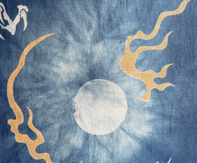日本製手染めDragon Tapestry Moonlight JAPANBLUE Aizome 龍