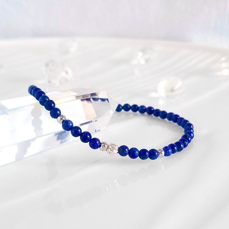 Lapis Lazuli Blue Silver Healing Crystal Bracelet For Women | Dainty Minimalist - สร้อยข้อมือ - คริสตัล สีน้ำเงิน