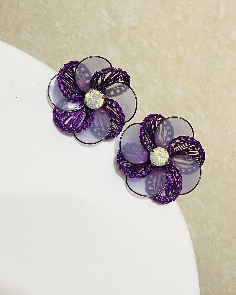 Violets - Earrings & Clip-ons - Copper & Brass Purple