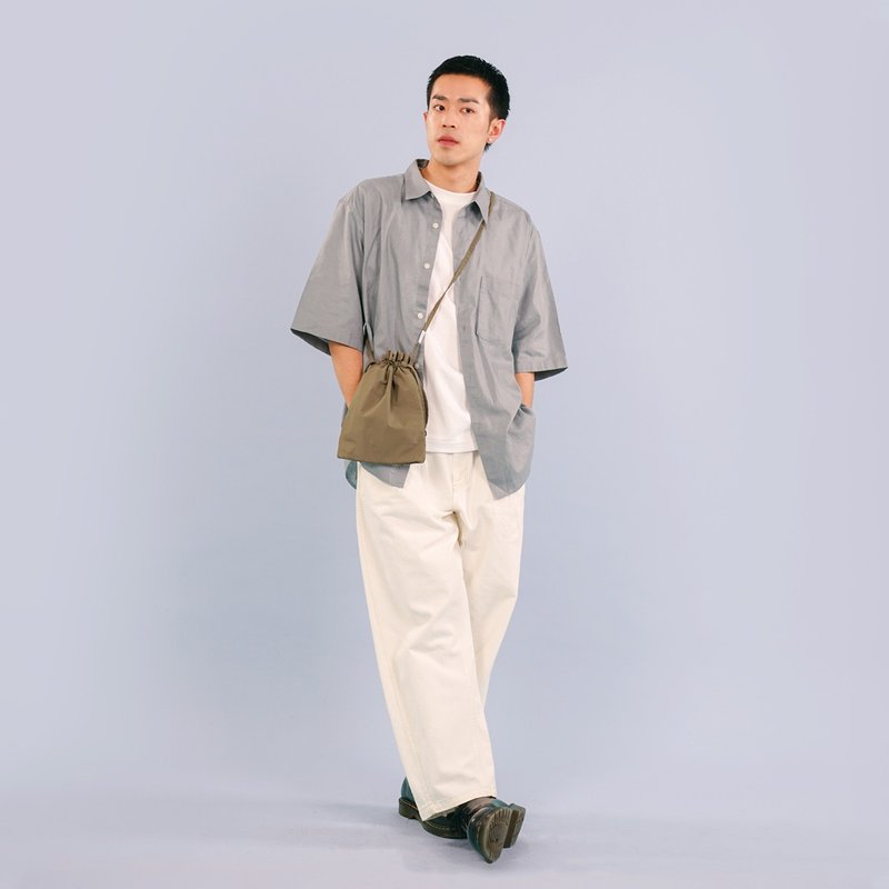 【hellolulu】Mini Crossbody Bag | Drawstring Phone Bag | JERRY 2 Way Daily Pouch - Messenger Bags & Sling Bags - Nylon Khaki