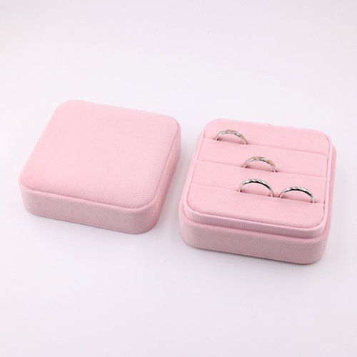 AndyBella Jewelry 3列9只戒指收納盒 旅行攜帶粉色珠寶盒