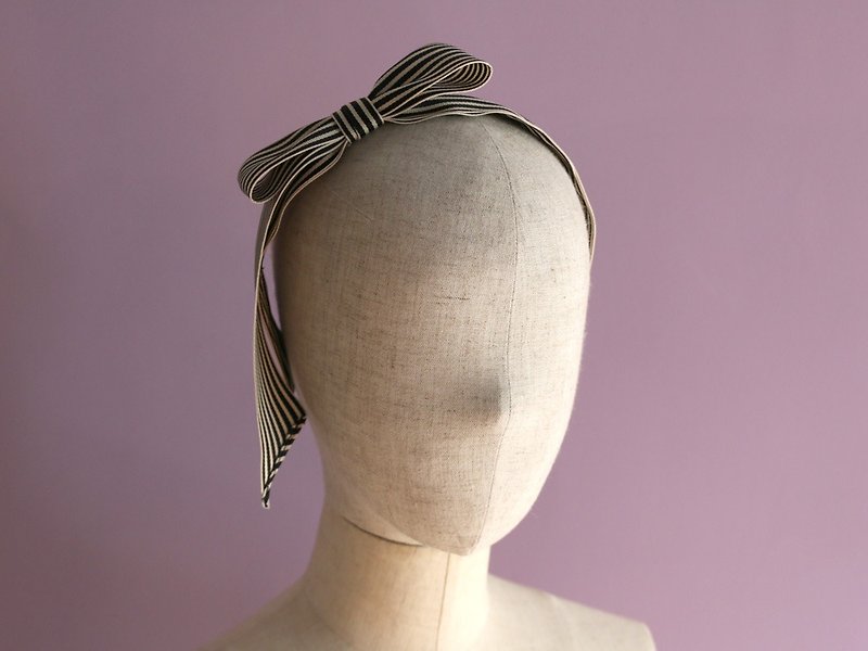 Striped Ribbon Headband - Hair Accessories - Other Materials Black