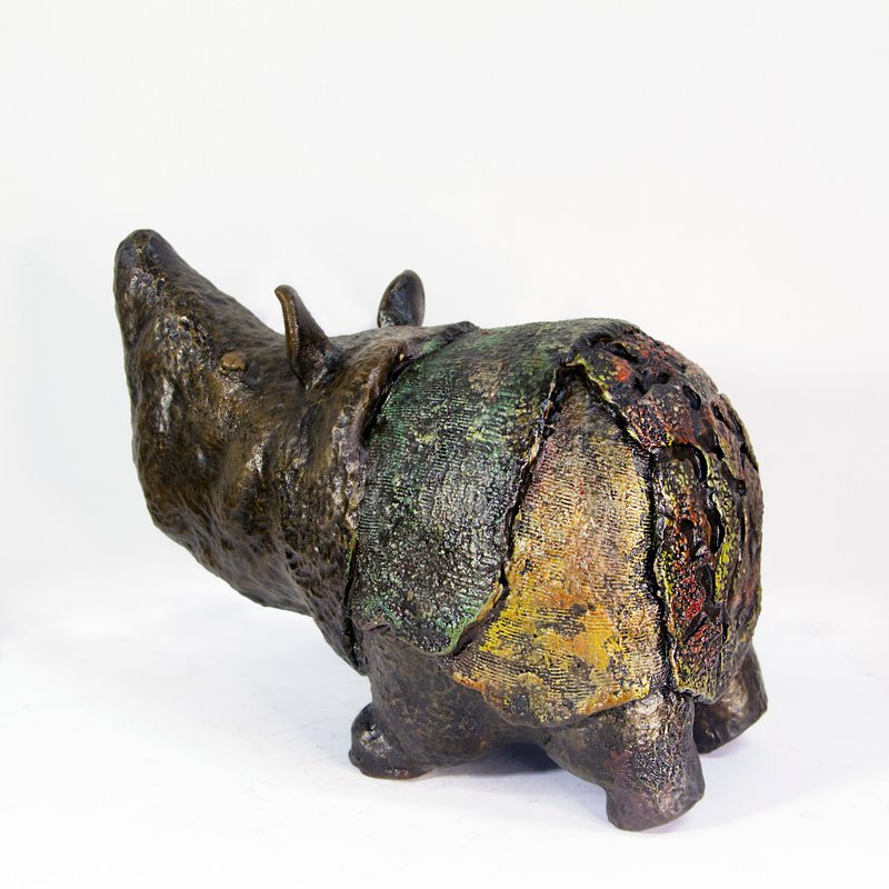 犀旺系列 | 犀牛 - 陶胎 漆器 仿古  陳金旺老師手作 - 擺飾/家飾品 - 陶 多色