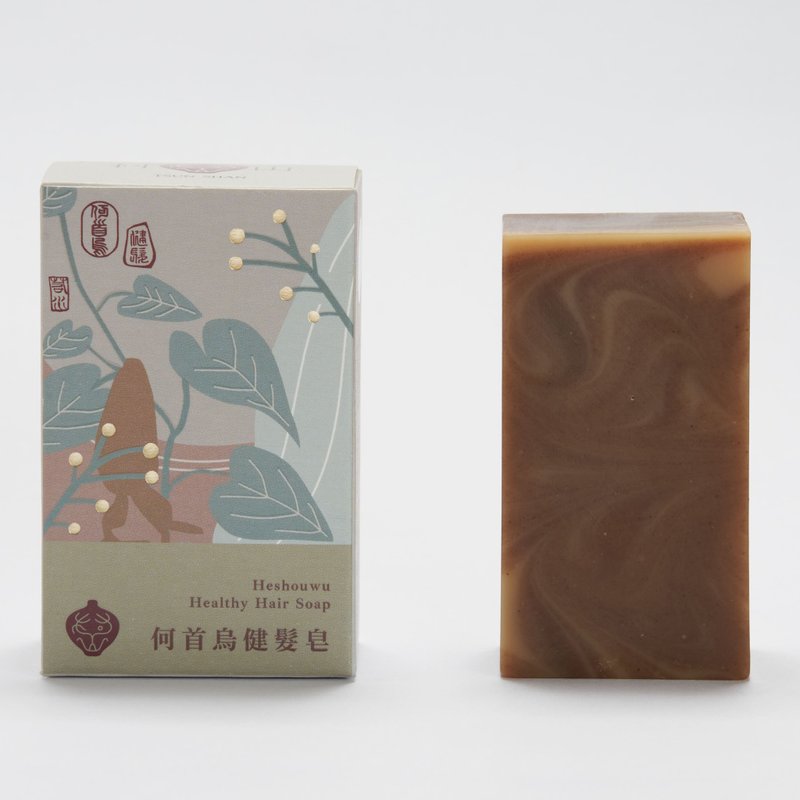 何首烏漢方健髮皂/漢方冷製手工皂/無精油香精/髮皂/滋養頭皮 - 肥皂/手工皂 - 其他材質 卡其色
