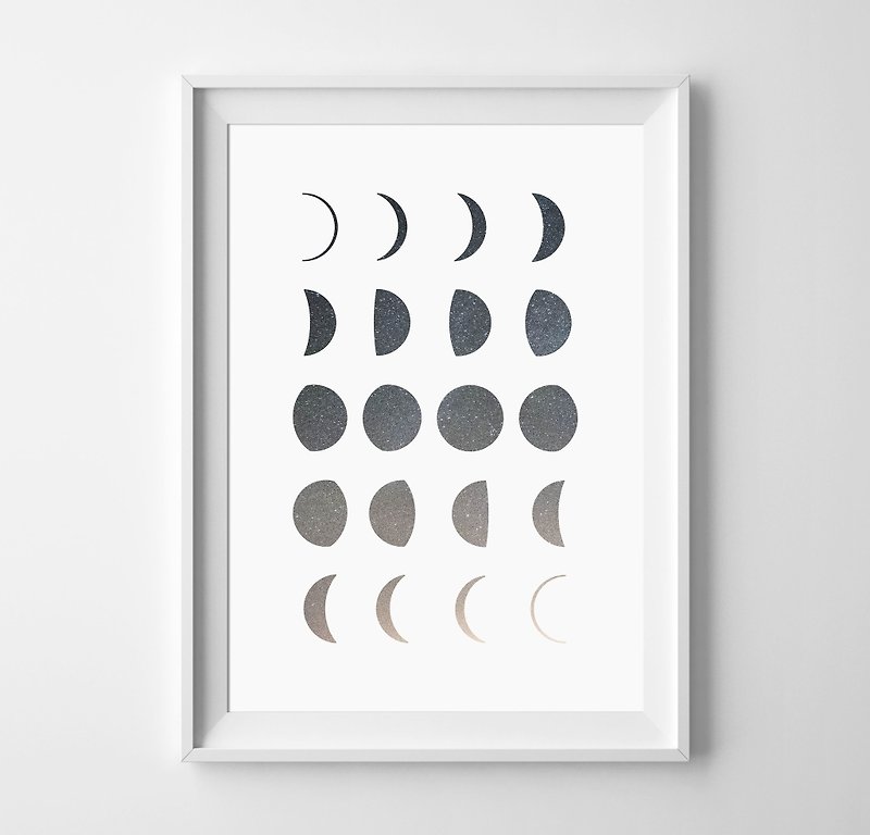 Moon phases(3) 可客製化 掛畫 海報 - 壁貼/牆壁裝飾 - 紙 