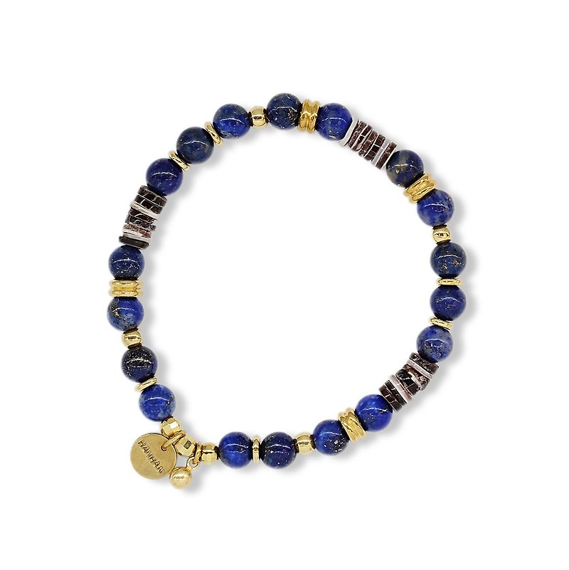 String Series Brass Lapis Shell Bracelet Natural Ores - Bracelets - Jade Blue