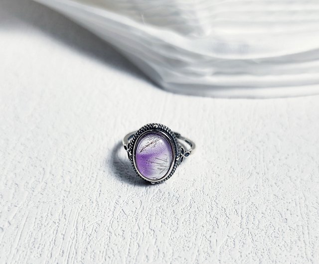 Rare Vintage Sterling Silver Asymmetrical popular Amethyst Ring