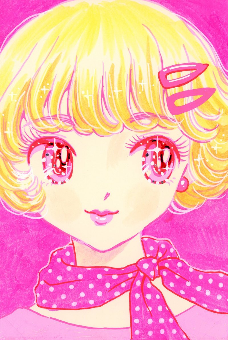 原画 ピンクなドローイング G - 其他 - 紙 多色
