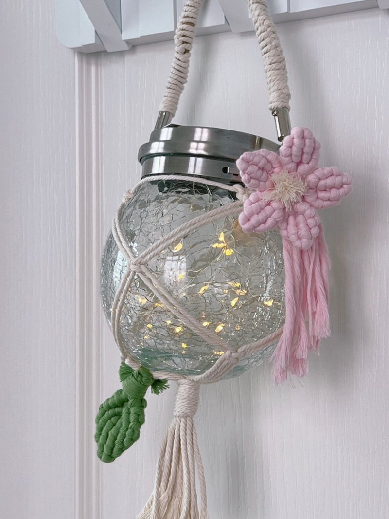 Solar Night Light【Spring Blossom】Macramé Workshop - เย็บปักถักร้อย/ใยขนแกะ/ผ้า - แก้ว 