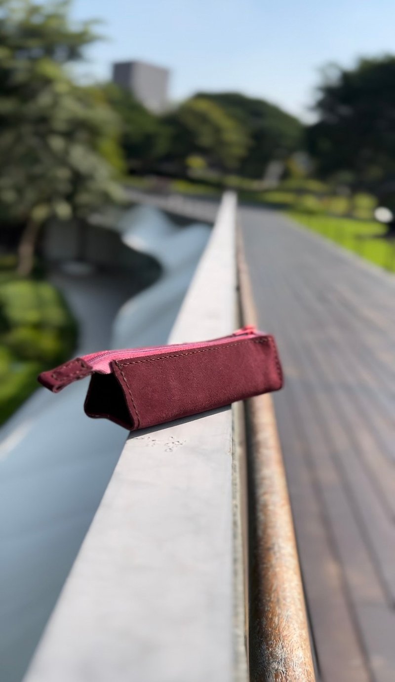 Manzoku | Customizable | Handmade Suede Sewing | Pencil Case | - Pencil Cases - Genuine Leather 