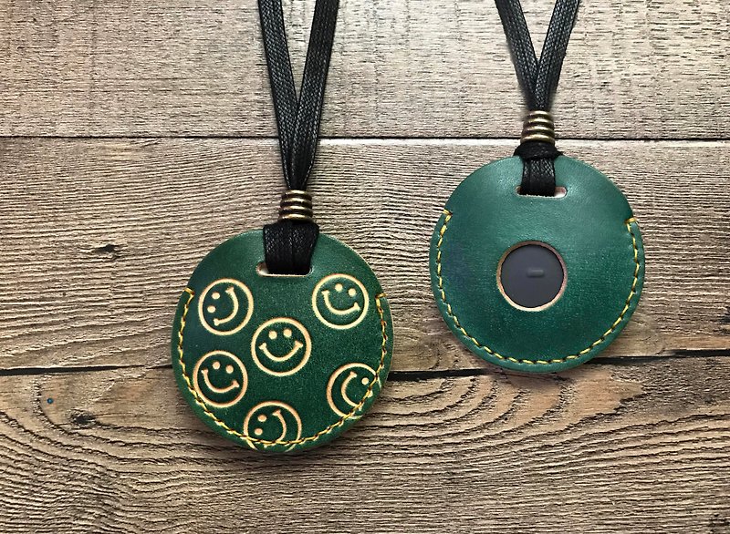 POPO- gogoro-微笑-鑰匙圈皮套-森林綠 - 鑰匙圈/鎖匙扣 - 真皮 綠色