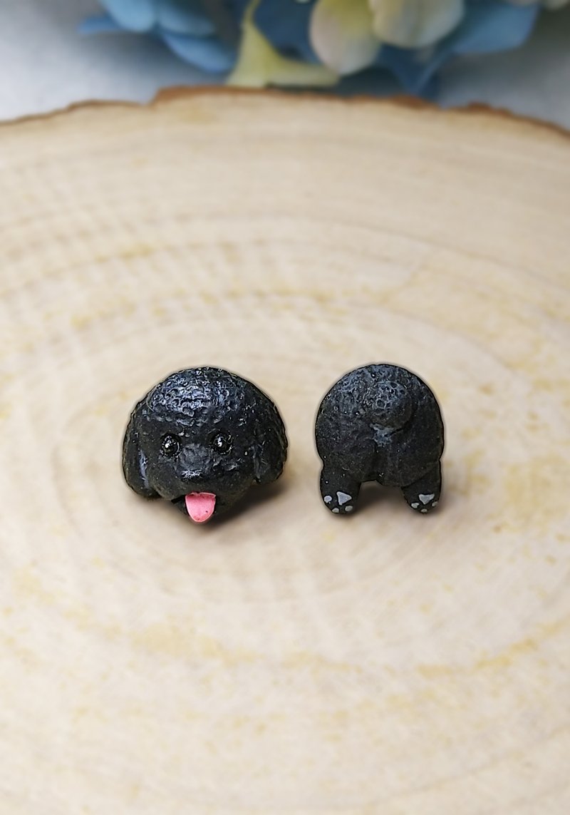 Red Poodle Earrings - Cute Pug Earrings - ต่างหู - ดินเหนียว หลากหลายสี