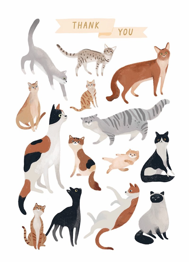 Illustrated postcard-love language from cats 02 - Cards & Postcards - Paper White