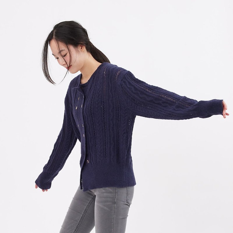 Twine Double Breasted Mohair Cropped Cardigan/ Milk White - ニット・セーター メンズ - コットン・麻 ブルー