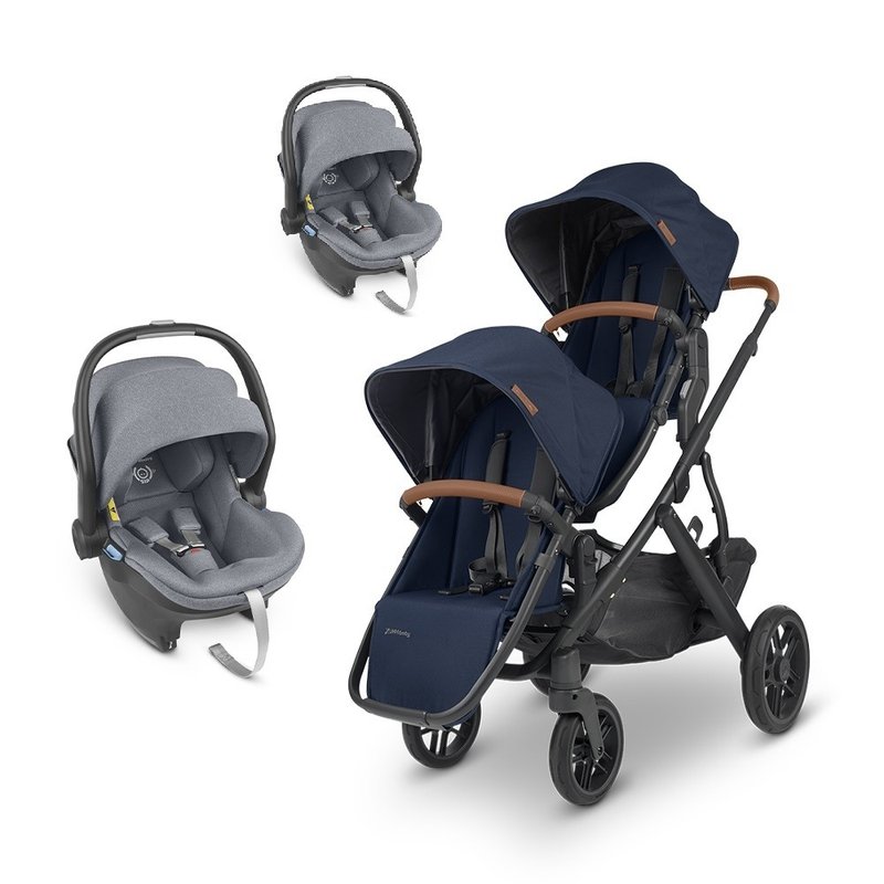 台灣宅配【UPPAbaby】【雙寶推車提籃】VISTA V2海軍藍+藍灰提籃2 - 嬰兒車/嬰兒推車 - 其他材質 藍色