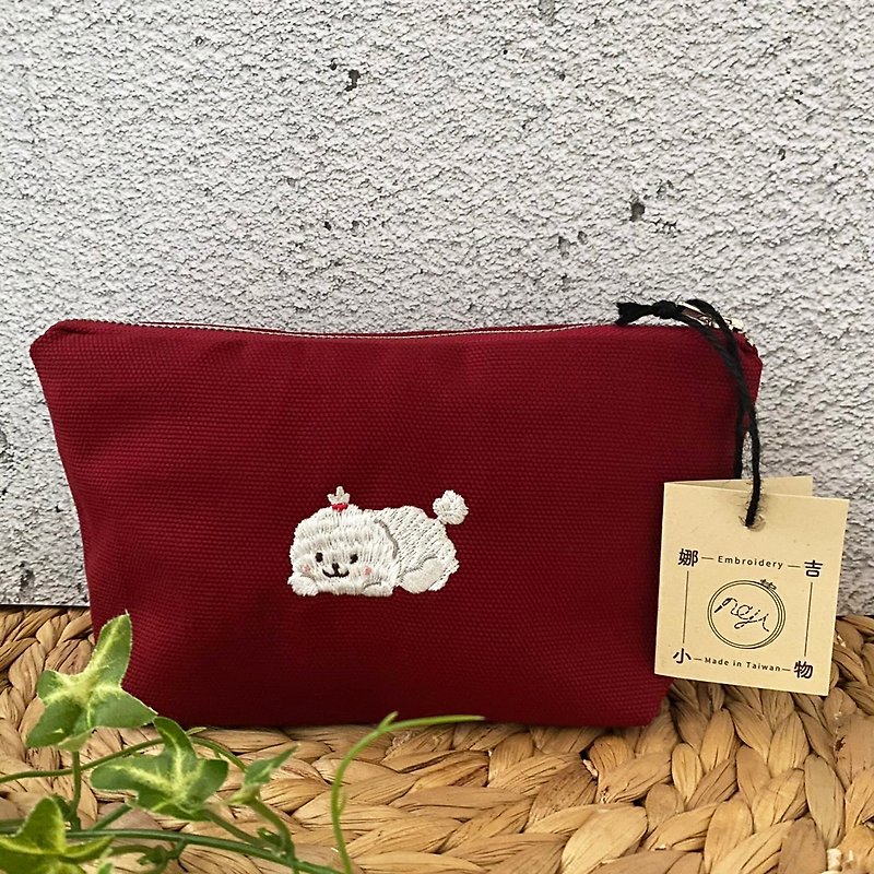 Naji little things. Waste Animal Series Cosmetic Bag-Waste Bichon - Toiletry Bags & Pouches - Cotton & Hemp Red