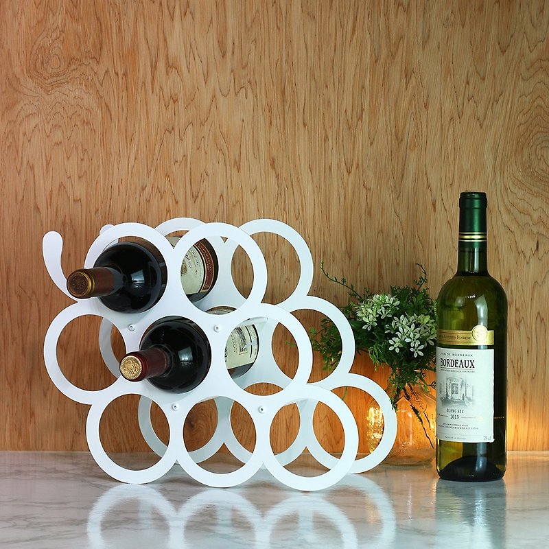 [OPUS Dongqi Metalworking] Harvest (Grape) Wine Rack-Elegant White/Metal Home Table/Wine Cabinet Decoration/Living Room Wine Tray Decoration/Wine Bottle Display Rack/New Home Wedding Gifts/White Wedding Party Decoration WR-gr12(W ) - กล่องเก็บของ - โลหะ ขาว