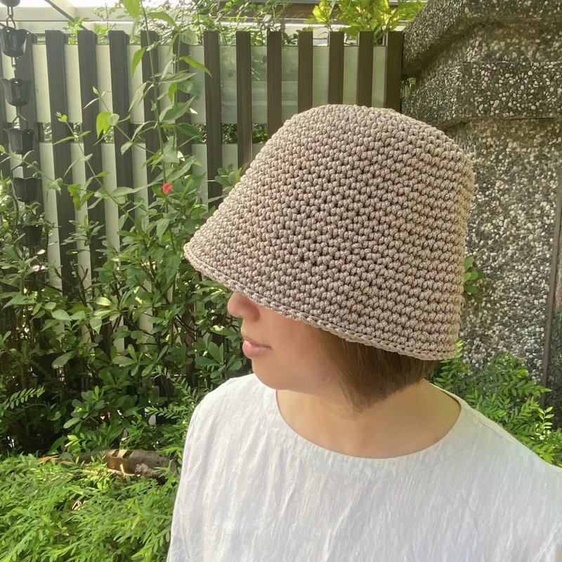 Purely hand-woven - men's and women's fisherman hats in summer with anti-UV material camel color - Hats & Caps - Wool Khaki