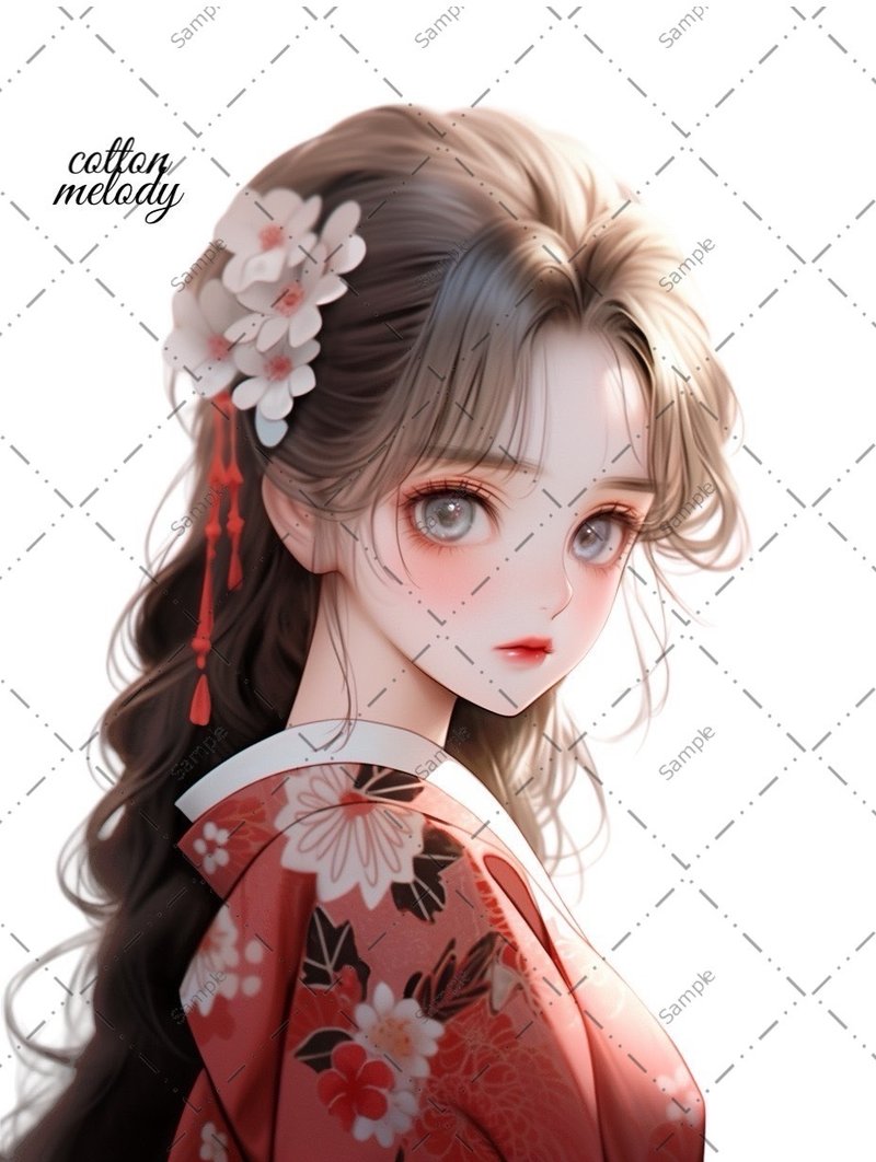 original sticker no.326 人物ステッカー オリジナルステッカー 人物ステッカー 女の子ステッカー オリジナル人物ステッカー - 貼紙 - 紙 
