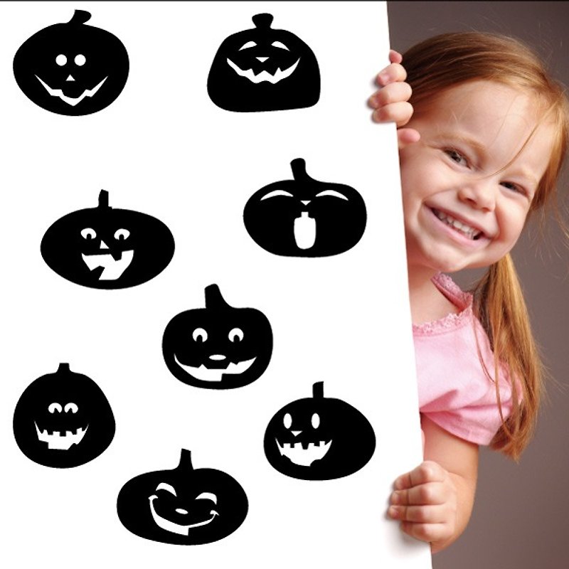 "Smart Design" Creative Seamless Wall Stickers ◆Halloween Pumpkin Head - ตกแต่งผนัง - กระดาษ สีส้ม