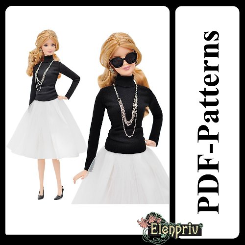 Elenpriv PDF Pattern Turtleneck 11 1/2 Poppy Parker MTM Silkstone Fashion Royalty barbie