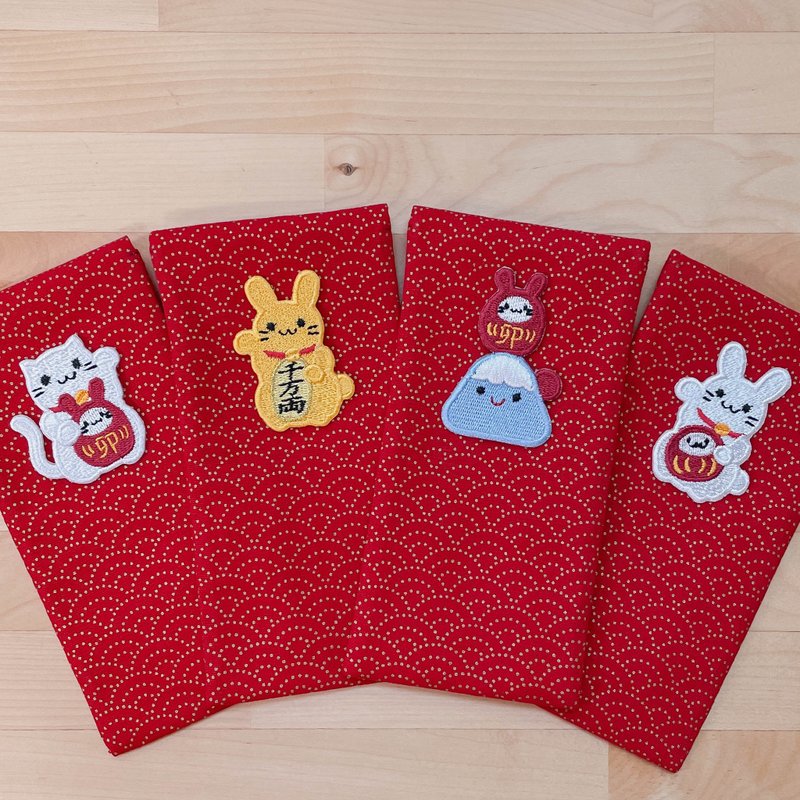 [Rabbit Lucky Special Edition] Customized red envelopes with hot stamping and embroidered red envelopes - Coin Purses - Cotton & Hemp Red