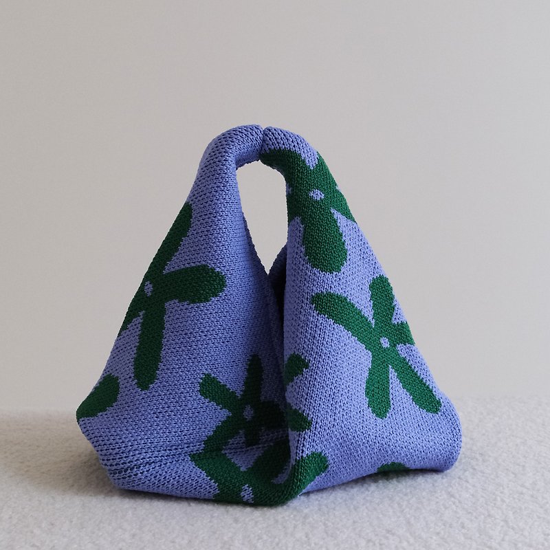 Mini Triangle Bag _Daisy_Lavender_Recycled Polyester Fiber - กระเป๋าถือ - เส้นใยสังเคราะห์ สีม่วง