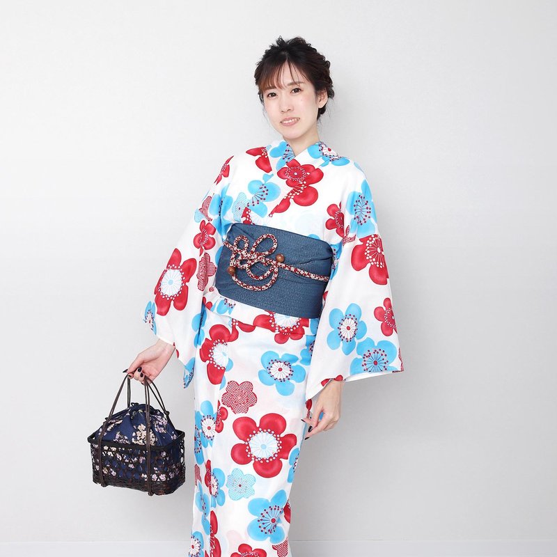 Women's Yukata Obi 2-piece set F size x24-12 yukata - อื่นๆ - ผ้าฝ้าย/ผ้าลินิน ขาว