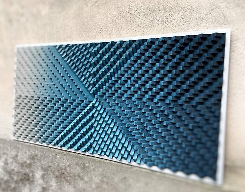 ShepitWorkshop Wood Wall Art - Geometric Blue Gray Acoustic Panel - 3D Sound Diffuser