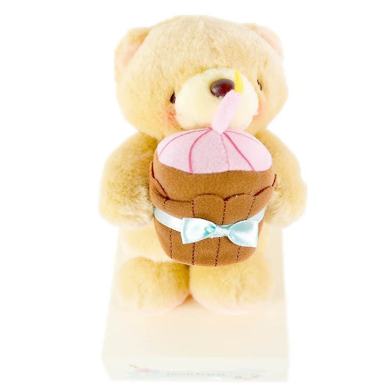 7 inches / give you cake fluffy bear [Hallmark-ForeverFriends fluff-birthday series] - ตุ๊กตา - วัสดุอื่นๆ สีนำ้ตาล