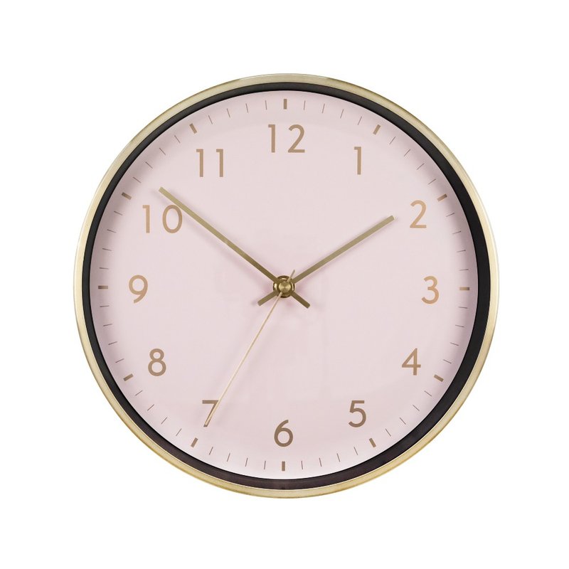 【CarryPlus】10-inch textured hot stamping design metal wall clock-blush pink - Clocks - Other Metals Pink