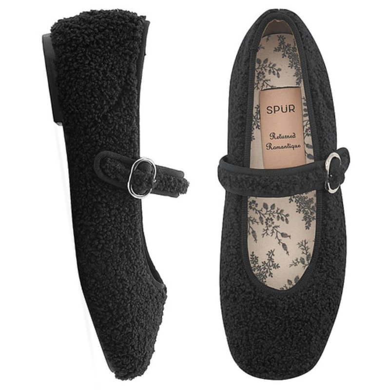 PRE-ORDER SPUR Boa fur_Flat_RA7016_SP (Black) - Women's Leather Shoes - Other Materials 