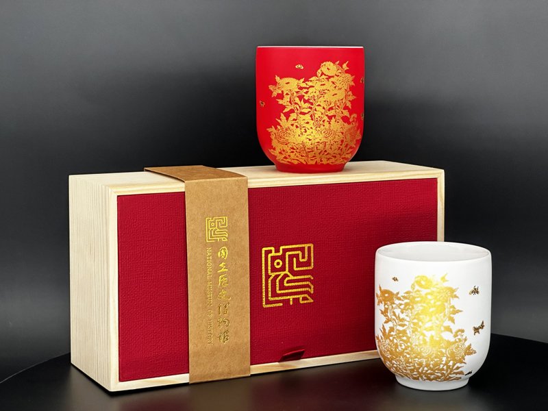 【ViREO】常玉燦若繁華 華貴雙杯組 晶霜白 烈艷紅 | 歷史博物館 - 茶壺/茶杯/茶具 - 瓷 多色