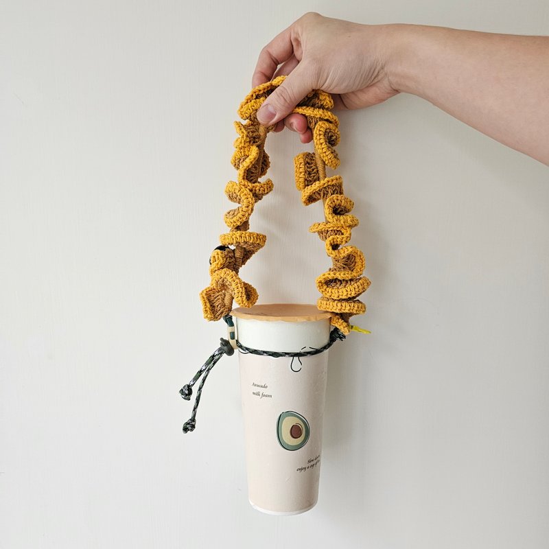 Braided mobile phone lanyard/drink carrying rope-Chenghua - ถุงใส่กระติกนำ้ - ผ้าฝ้าย/ผ้าลินิน สีเหลือง