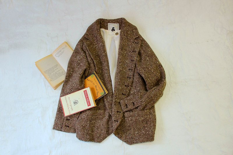 And - Soil Essence - flower yarn wool suit jacket collar - Women's Casual & Functional Jackets - Cotton & Hemp Khaki