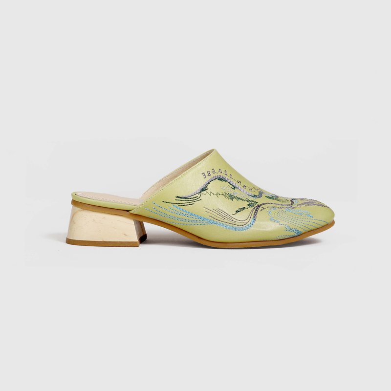 Hsiu-embroidery shoes - Women's Leather Shoes - Genuine Leather Green