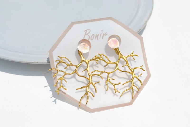 SAKURA +預塗 - 耳環/耳夾 - 玻璃 粉紅色