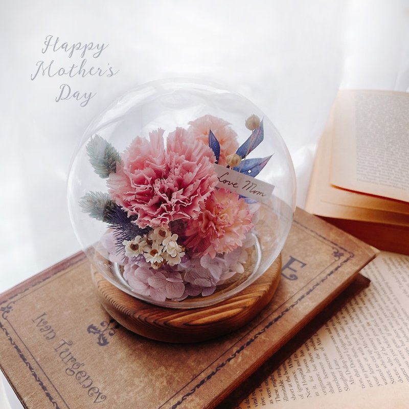 ペットミイラピンクカーネーション母の日グラスカップ - ドライフラワー・ブーケ - 寄せ植え・花 ピンク