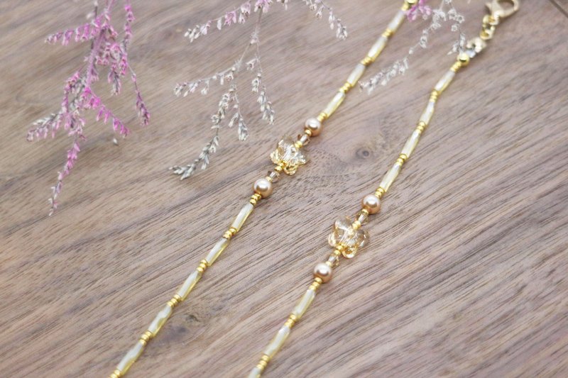 Spectacle chain, mask chain/bright wishes series-gold - หน้ากาก - คริสตัล 