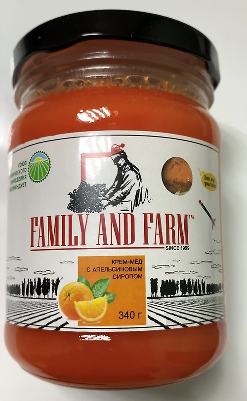 FamilyAndFarm Natural Orange Churned Honey Tub / Sweet Citrus Honey Spread