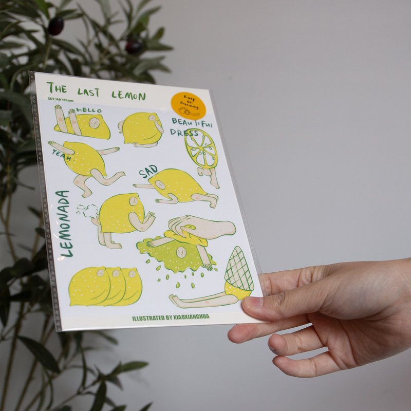 The last lemon and paper sticker from the original illustration of the Little Elephant Flower Institute - สติกเกอร์ - กระดาษ 