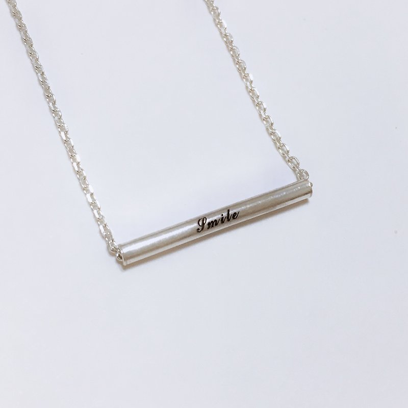 [Christmas (exchange gifts)] [customized] <round tube blessing-sterling silver necklace> - สร้อยคอ - โลหะ สีเงิน